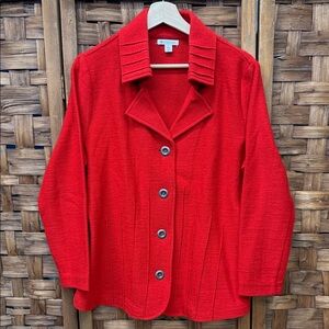Women’s SPANNER Pure Wool Bright Red Blazer with Button Detail